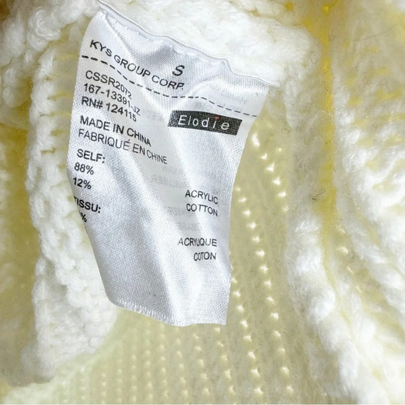 NEW Elodie Basketweave Sleeve Pullover Knit Oversized Sweater Ivory Size S - Picture 4 of 8